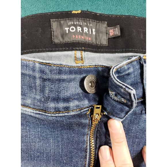 Torrid Jeans Size 16 Womens Blue Elastic Waist Stretch Mid Rise Bombshell Skinny - Picture 5 of 12